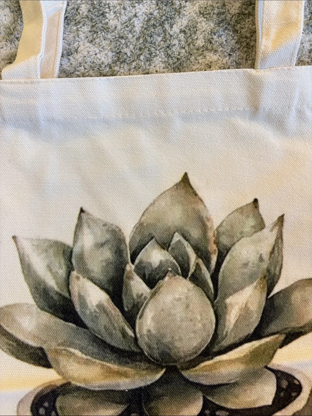 Desert Cactus Echeveria Succulent Cotton Canvas Tote Bag NWT 15.50x14”